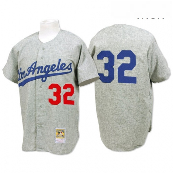 Mens Mitchell and Ness 1963 Los Angeles Dodgers 32 Sandy Koufax Authentic Grey Throwback MLB Jersey Mens Mitchell and Ness 1963 Los Angeles Dodgers 32 Sandy Koufax Authentic Grey Throwback MLB Jersey