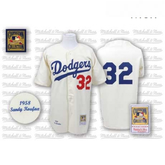 Mens Mitchell and Ness Los Angeles Dodgers 32 Sandy Koufax Replica White Throwback MLB Jersey Mens Mitchell and Ness Los Angeles Dodgers 32 Sandy Koufax Replica White Throwback MLB Jersey