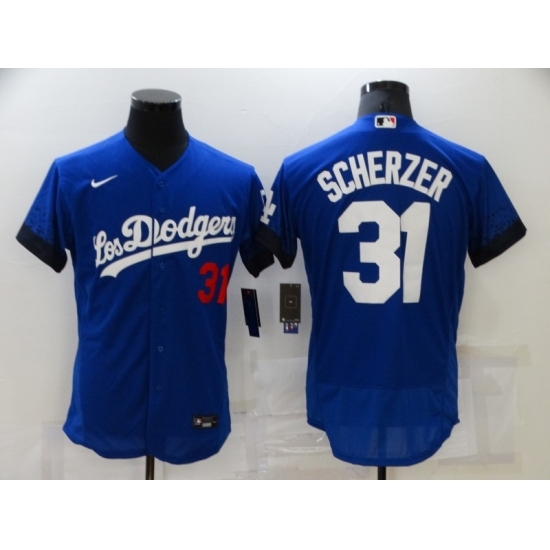 Men's Nike Los Angeles Dodgers #31 Max Scherzer Blue Elite City Player Jersey Men's Nike Los Angeles Dodgers #31 Max Scherzer Blue Elite City Player Jersey