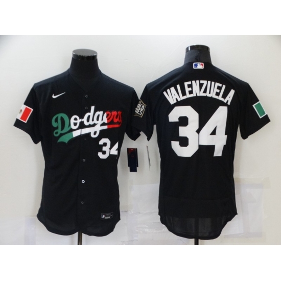 Men's Nike Los Angeles Dodgers #34 Fernando Valenzuela Black Elite Jersey Men's Nike Los Angeles Dodgers #34 Fernando Valenzuela Black Elite Jersey