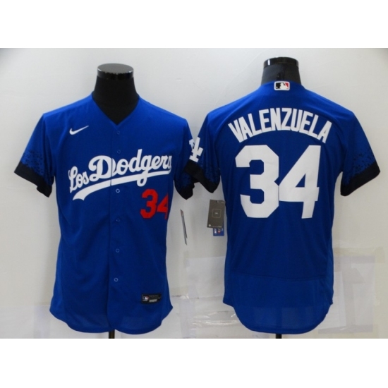 Men's Nike Los Angeles Dodgers #34 Fernando Valenzuela Blue Elite City Player Jersey Men's Nike Los Angeles Dodgers #34 Fernando Valenzuela Blue Elite City Player Jersey