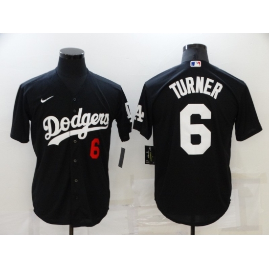 Men's Nike Los Angeles Dodgers #6 Trea Turner Black Jersey Men's Nike Los Angeles Dodgers #6 Trea Turner Black Jersey