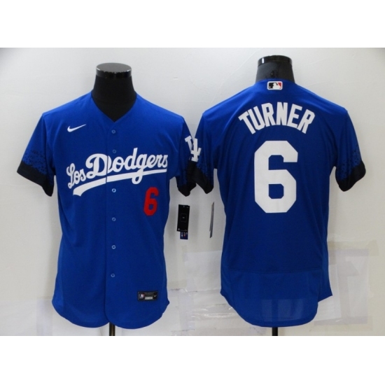 Men's Nike Los Angeles Dodgers #6 Trea Turner Blue Elite City Player Jersey Men's Nike Los Angeles Dodgers #6 Trea Turner Blue Elite City Player Jersey
