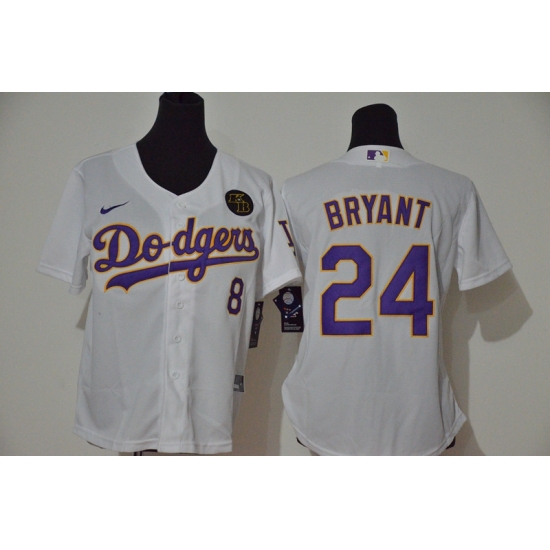 Los Angeles Dodgers 8 24 Kobe Bryant Women Nike White Purple No Cool Base 2020 KB Patch MLB Jersey Los Angeles Dodgers 8 24 Kobe Bryant Women Nike White Purple No Cool Base 2020 KB Patch MLB Jersey