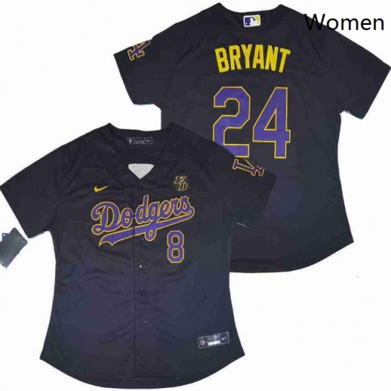 Women Dodgers 8 Kobe Bryant Black Purple Yellow Cool Base Stitched MLB Jersey Women Dodgers 8 Kobe Bryant Black Purple Yellow Cool Base Stitched MLB Jersey