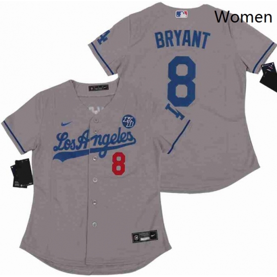 Women Dodgers 8 Kobe Bryant Grey Cool Base Stitched MLB Jersey Women Dodgers 8 Kobe Bryant Grey Cool Base Stitched MLB Jersey