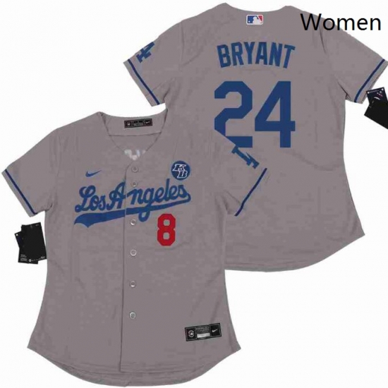 Women Dodgers Front 8 Back 24 Kobe Bryant Grey Cool Base Stitched MLB Jersey Women Dodgers Front 8 Back 24 Kobe Bryant Grey Cool Base Stitched MLB Jersey