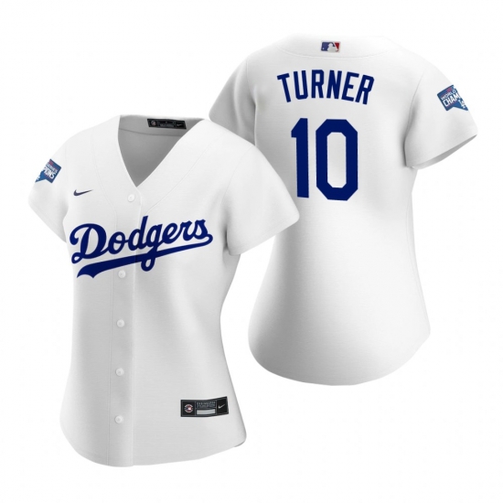 Women Los Angeles Dodgers 10 Justin Turner White 2020 World Series Champions Replica Jersey Women Los Angeles Dodgers 10 Justin Turner White 2020 World Series Champions Replica Jersey