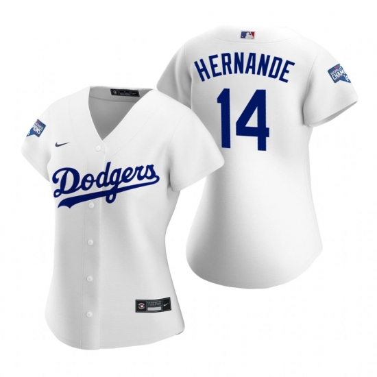 Women Los Angeles Dodgers 14 Enrique Hernandez White 2020 World Series Champions Replica Jersey Women Los Angeles Dodgers 14 Enrique Hernandez White 2020 World Series Champions Replica Jersey