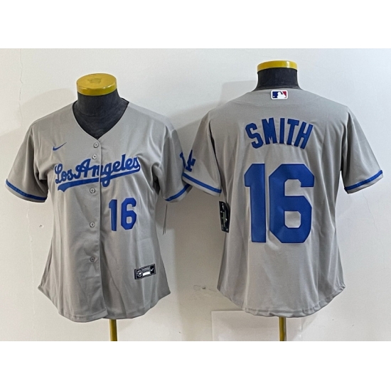 Women Los Angeles Dodgers 16 Will Smith Grey Stitched Jersey 2 Women Los Angeles Dodgers 16 Will Smith Grey Stitched Jersey 2