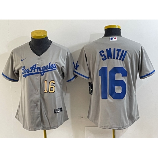 Women Los Angeles Dodgers 16 Will Smith Grey Stitched Jersey 3 Women Los Angeles Dodgers 16 Will Smith Grey Stitched Jersey 3