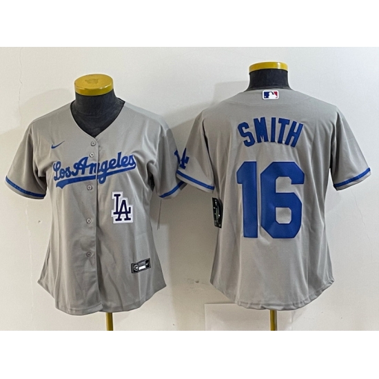Women Los Angeles Dodgers 16 Will Smith Grey Stitched Jersey 4 Women Los Angeles Dodgers 16 Will Smith Grey Stitched Jersey 4