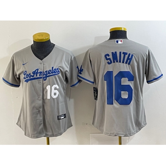 Women Los Angeles Dodgers 16 Will Smith Grey Stitched Jersey 5 Women Los Angeles Dodgers 16 Will Smith Grey Stitched Jersey 5