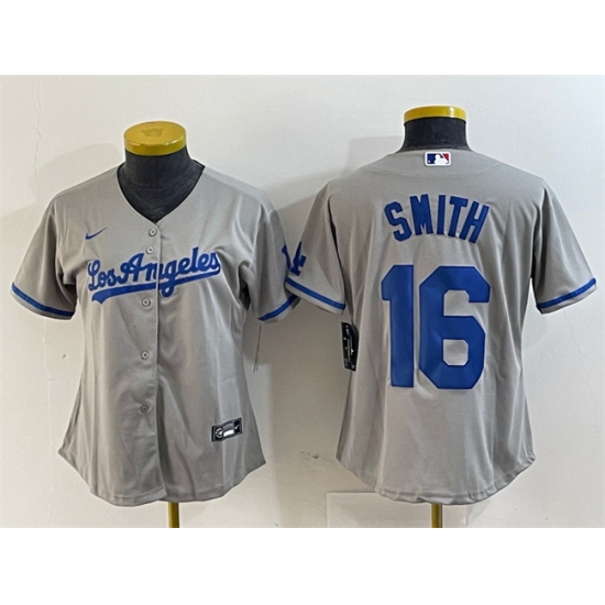Women Los Angeles Dodgers 16 Will Smith Grey Stitched Jersey Women Los Angeles Dodgers 16 Will Smith Grey Stitched Jersey