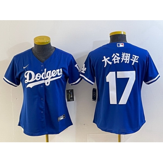 Women Los Angeles Dodgers 17 Shohei Ohtani Blue Stitched Jersey Women Los Angeles Dodgers 17 Shohei Ohtani Blue Stitched Jersey