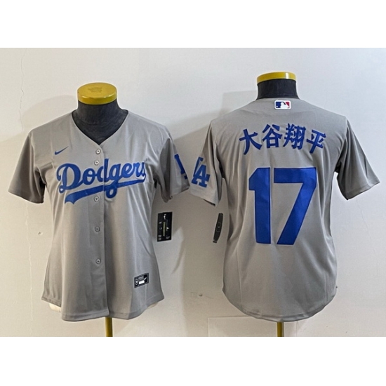 Women Los Angeles Dodgers 17 Shohei Ohtani Grey Stitched Jersey Women Los Angeles Dodgers 17 Shohei Ohtani Grey Stitched Jersey