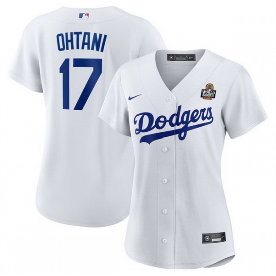 Women Los Angeles Dodgers 17 Shohei Ohtani White 2024 World Series Cool Base Stitched Baseball Jersey Women Los Angeles Dodgers 17 Shohei Ohtani White 2024 World Series Cool Base Stitched Baseball Jersey
