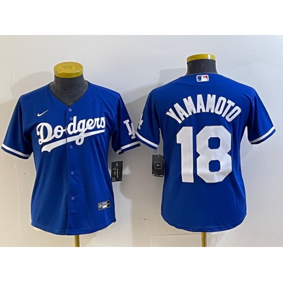 Women Los Angeles Dodgers 18 Yoshinobu Yamamoto Blue Stitched Jersey Women Los Angeles Dodgers 18 Yoshinobu Yamamoto Blue Stitched Jersey