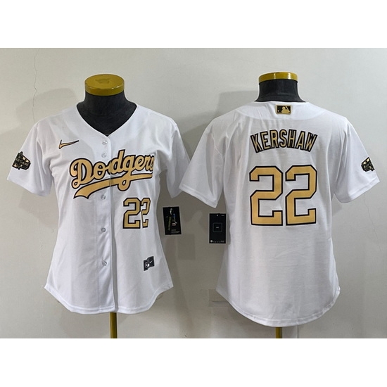 Women Los Angeles Dodgers 22 Clayton Kershaw 2022 All Star White Stitched Baseball Jersey 28Run Small 29 Women Los Angeles Dodgers 22 Clayton Kershaw 2022 All Star White Stitched Baseball Jersey 28Run Small 29