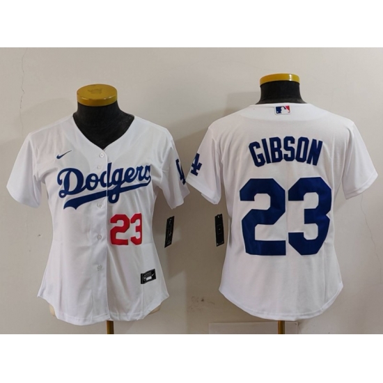 Women Los Angeles Dodgers 23 Kirk Gibson White Stitched Jersey 1 Women Los Angeles Dodgers 23 Kirk Gibson White Stitched Jersey 1