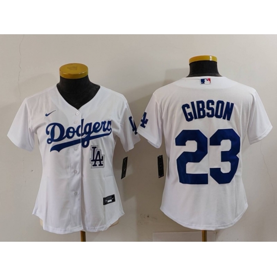 Women Los Angeles Dodgers 23 Kirk Gibson White Stitched Jersey 2 Women Los Angeles Dodgers 23 Kirk Gibson White Stitched Jersey 2