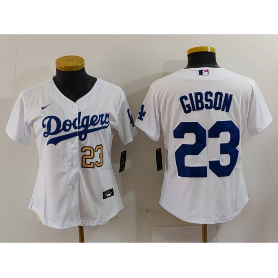 Women Los Angeles Dodgers 23 Kirk Gibson White Stitched Jersey 5 Women Los Angeles Dodgers 23 Kirk Gibson White Stitched Jersey 5