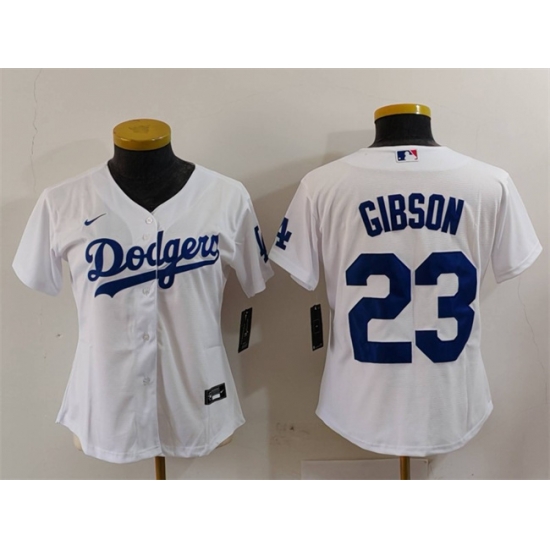 Women Los Angeles Dodgers 23 Kirk Gibson White Stitched Jersey Women Los Angeles Dodgers 23 Kirk Gibson White Stitched Jersey