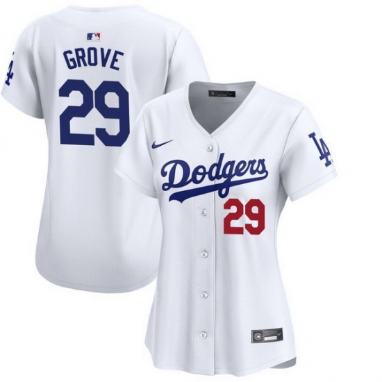 Women Los Angeles Dodgers 29 Michael Grove White Stitched Baseball Jersey Women Los Angeles Dodgers 29 Michael Grove White Stitched Baseball Jersey