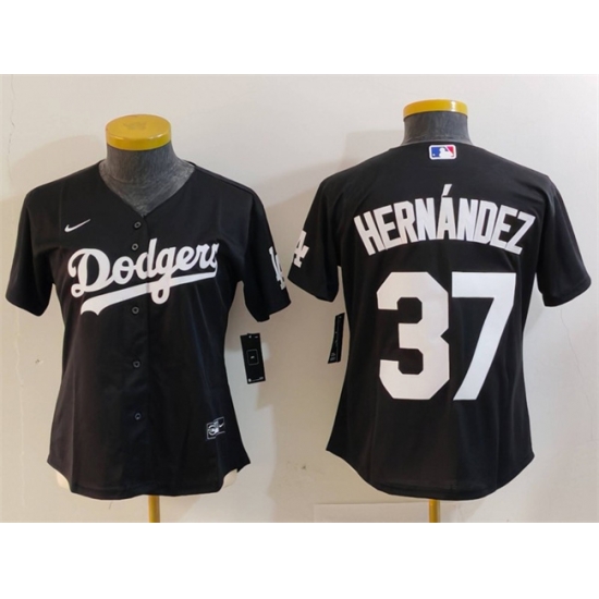 Women Los Angeles Dodgers 37 Teoscar Hern E1ndez Black Stitched Jersey Women Los Angeles Dodgers 37 Teoscar Hern E1ndez Black Stitched Jersey
