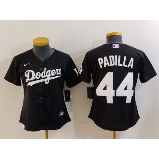 Women Los Angeles Dodgers 44 Vicente Padilla Black Stitched Jersey Women Los Angeles Dodgers 44 Vicente Padilla Black Stitched Jersey