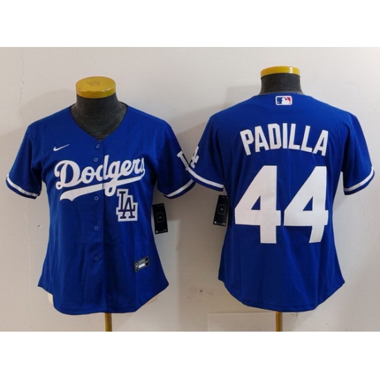 Women Los Angeles Dodgers 44 Vicente Padilla Blue Stitched Jersey 1 Women Los Angeles Dodgers 44 Vicente Padilla Blue Stitched Jersey 1