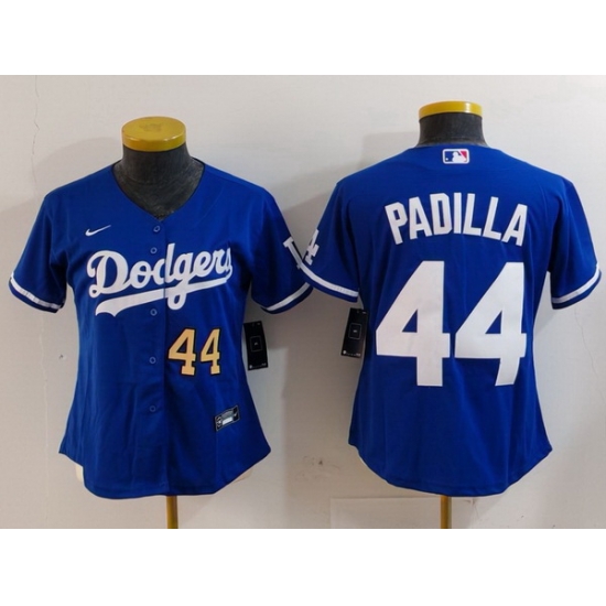 Women Los Angeles Dodgers 44 Vicente Padilla Blue Stitched Jersey 2 Women Los Angeles Dodgers 44 Vicente Padilla Blue Stitched Jersey 2