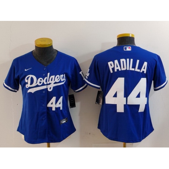 Women Los Angeles Dodgers 44 Vicente Padilla Blue Stitched Jersey 3 Women Los Angeles Dodgers 44 Vicente Padilla Blue Stitched Jersey 3