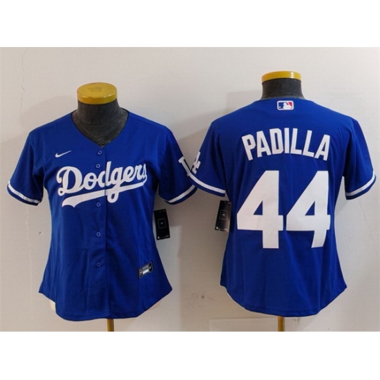 Women Los Angeles Dodgers 44 Vicente Padilla Blue Stitched Jersey Women Los Angeles Dodgers 44 Vicente Padilla Blue Stitched Jersey