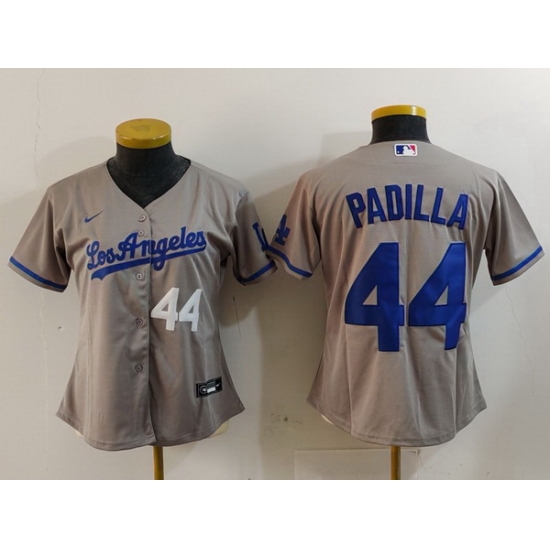 Women Los Angeles Dodgers 44 Vicente Padilla Grey Stitched Jersey 12 Women Los Angeles Dodgers 44 Vicente Padilla Grey Stitched Jersey 12