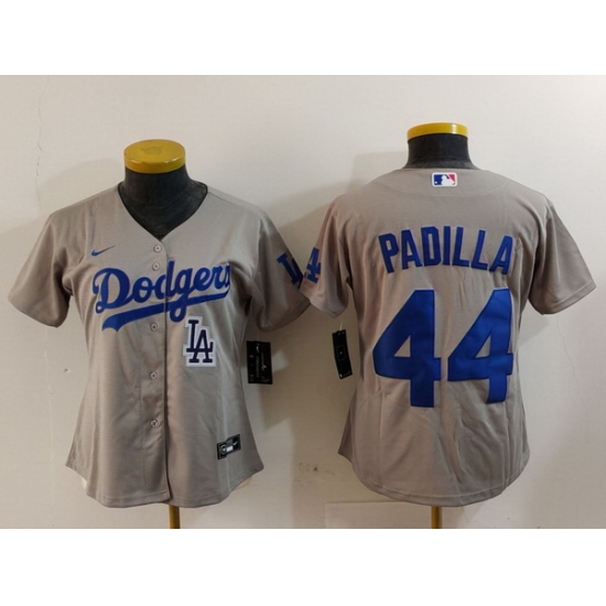 Women Los Angeles Dodgers 44 Vicente Padilla Grey Stitched Jersey 2 Women Los Angeles Dodgers 44 Vicente Padilla Grey Stitched Jersey 2
