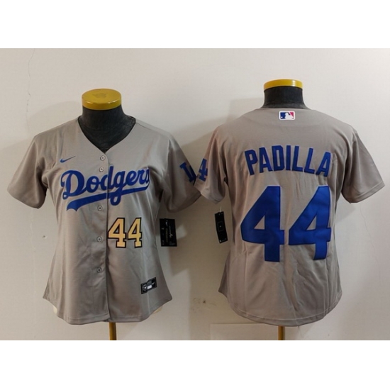 Women Los Angeles Dodgers 44 Vicente Padilla Grey Stitched Jersey 3 Women Los Angeles Dodgers 44 Vicente Padilla Grey Stitched Jersey 3