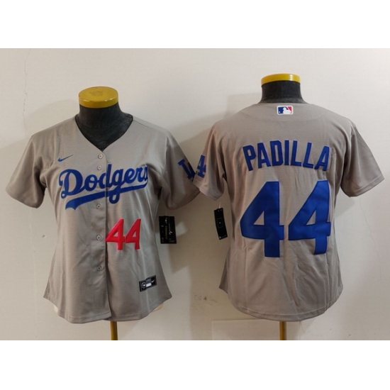 Women Los Angeles Dodgers 44 Vicente Padilla Grey Stitched Jersey 4 Women Los Angeles Dodgers 44 Vicente Padilla Grey Stitched Jersey 4