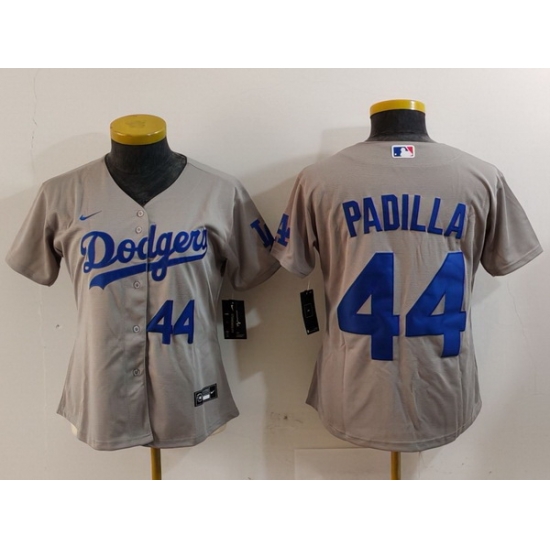 Women Los Angeles Dodgers 44 Vicente Padilla Grey Stitched Jersey 6 Women Los Angeles Dodgers 44 Vicente Padilla Grey Stitched Jersey 6