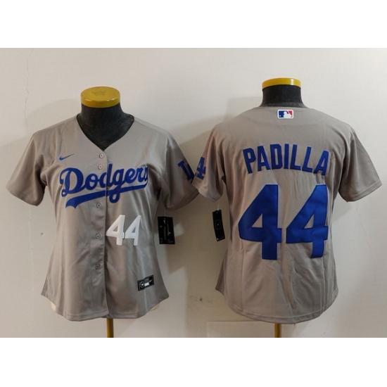 Women Los Angeles Dodgers 44 Vicente Padilla Grey Stitched Jersey 7 Women Los Angeles Dodgers 44 Vicente Padilla Grey Stitched Jersey 7