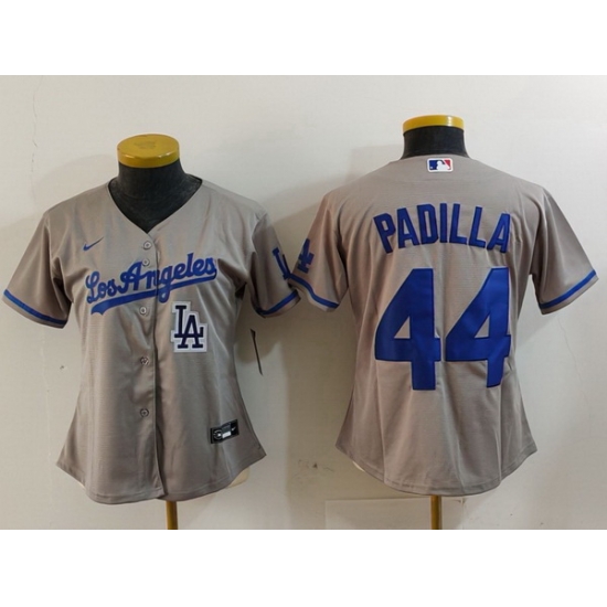 Women Los Angeles Dodgers 44 Vicente Padilla Grey Stitched Jersey 8 Women Los Angeles Dodgers 44 Vicente Padilla Grey Stitched Jersey 8