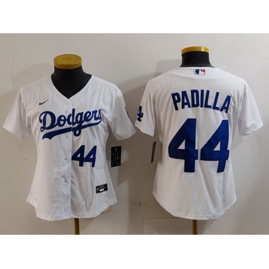Women Los Angeles Dodgers 44 Vicente Padilla White Stitched Jersey 3 Women Los Angeles Dodgers 44 Vicente Padilla White Stitched Jersey 3