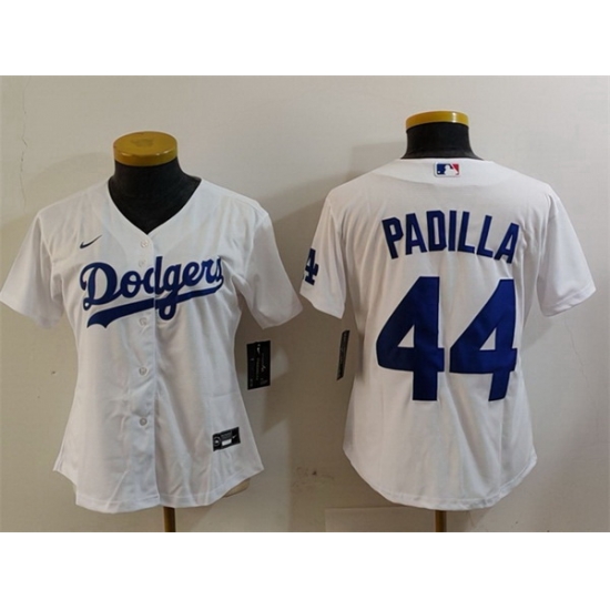 Women Los Angeles Dodgers 44 Vicente Padilla White Stitched Jersey Women Los Angeles Dodgers 44 Vicente Padilla White Stitched Jersey