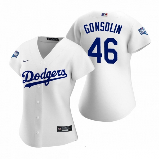 Women Los Angeles Dodgers 46 Tony Gonsolin White 2020 World Series Champions Replica Jersey Women Los Angeles Dodgers 46 Tony Gonsolin White 2020 World Series Champions Replica Jersey