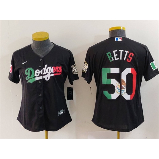 Women Los Angeles Dodgers 50 Mookie Betts Black Mexico Stitched Jersey Women Los Angeles Dodgers 50 Mookie Betts Black Mexico Stitched Jersey