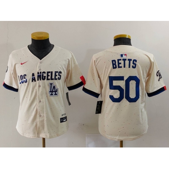 Women Los Angeles Dodgers 50 Mookie Betts Cream Stitched Jersey 9 Women Los Angeles Dodgers 50 Mookie Betts Cream Stitched Jersey 9