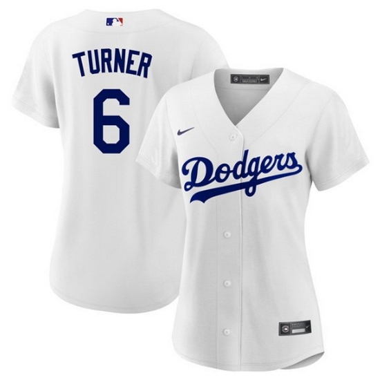 Women Los Angeles Dodgers 6 Trea Turner White Stitched Baseball Jersey Women Los Angeles Dodgers 6 Trea Turner White Stitched Baseball Jersey