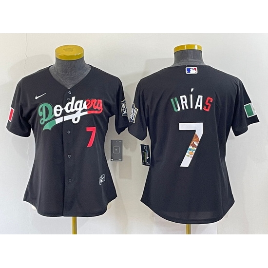 Women Los Angeles Dodgers 7 Julio Urias Black Cool Base Stitched Jersey Women Los Angeles Dodgers 7 Julio Urias Black Cool Base Stitched Jersey