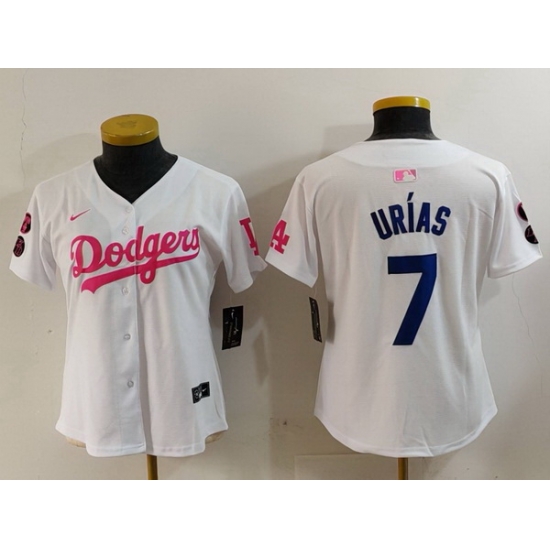 Women Los Angeles Dodgers 7 White Pink Vin 26 Kobe Patch Stitched Baseball Jersey Women Los Angeles Dodgers 7 White Pink Vin 26 Kobe Patch Stitched Baseball Jersey