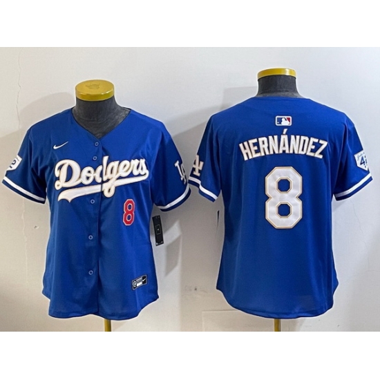 Women Los Angeles Dodgers 8 Enrique Hernandez Royal 2024 Jackie Robinson Patch Limited Stitched Jersey Women Los Angeles Dodgers 8 Enrique Hernandez Royal 2024 Jackie Robinson Patch Limited Stitched Jersey
